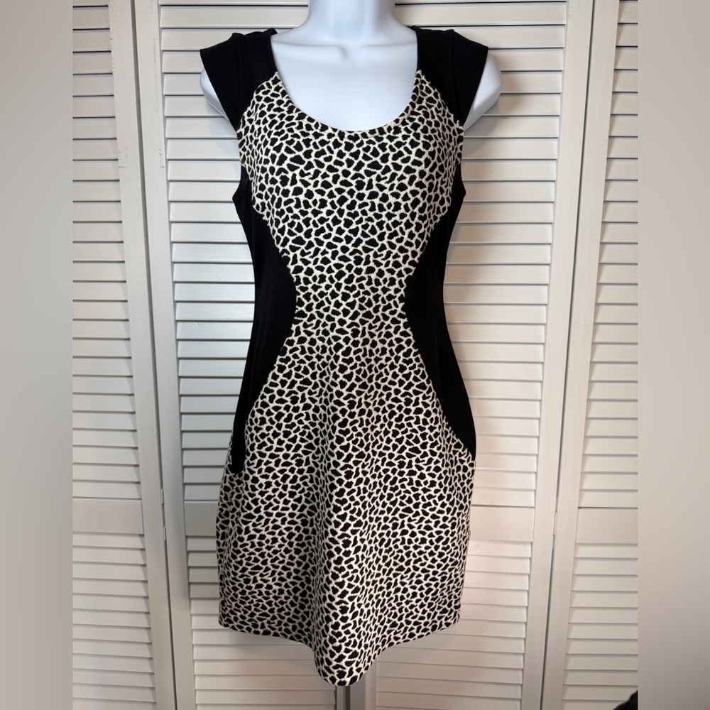 Express Black and White Animal Printed Bodycon Mini Dress